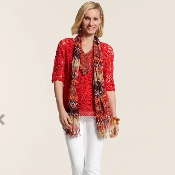 Chico’s Kenzie Macrame size 1 beach cover up - Picture 2 of 7